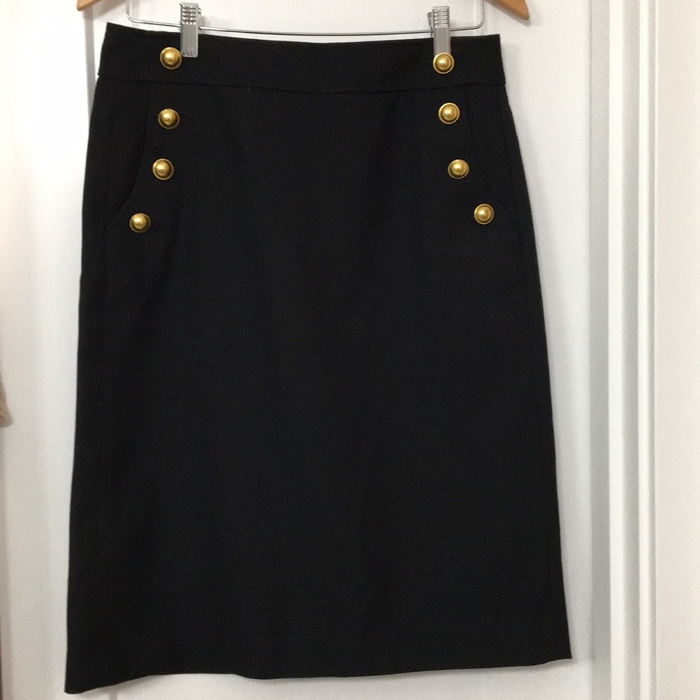 Ann Taylor Loft gold button black skirt 4
